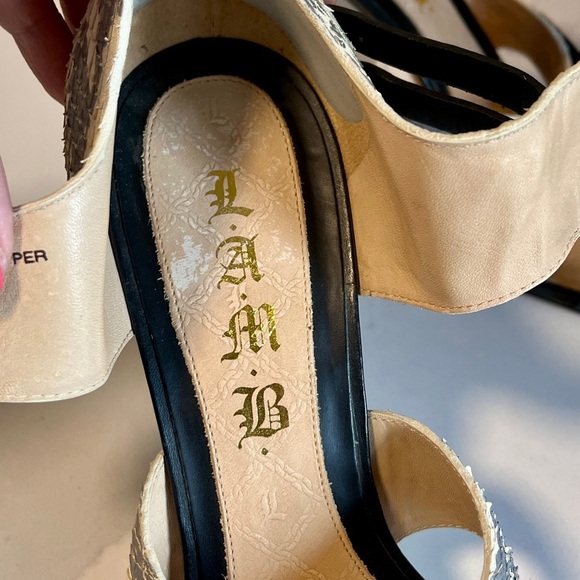 L.A.M.B. Black Grey & Snakeskin Heels with Multiple straps - Size 10 (fits 9) - Picture 13 of 16